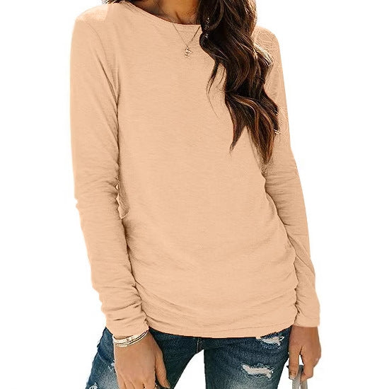 Damen lässiges Longsleeve-Shirt mit dekorativem Raffung ModeGeist