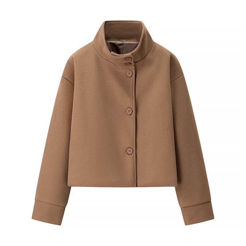 Damen modische Cropped-Jacke mit hohem Kragen und praktischen Knöpfen ModeGeist