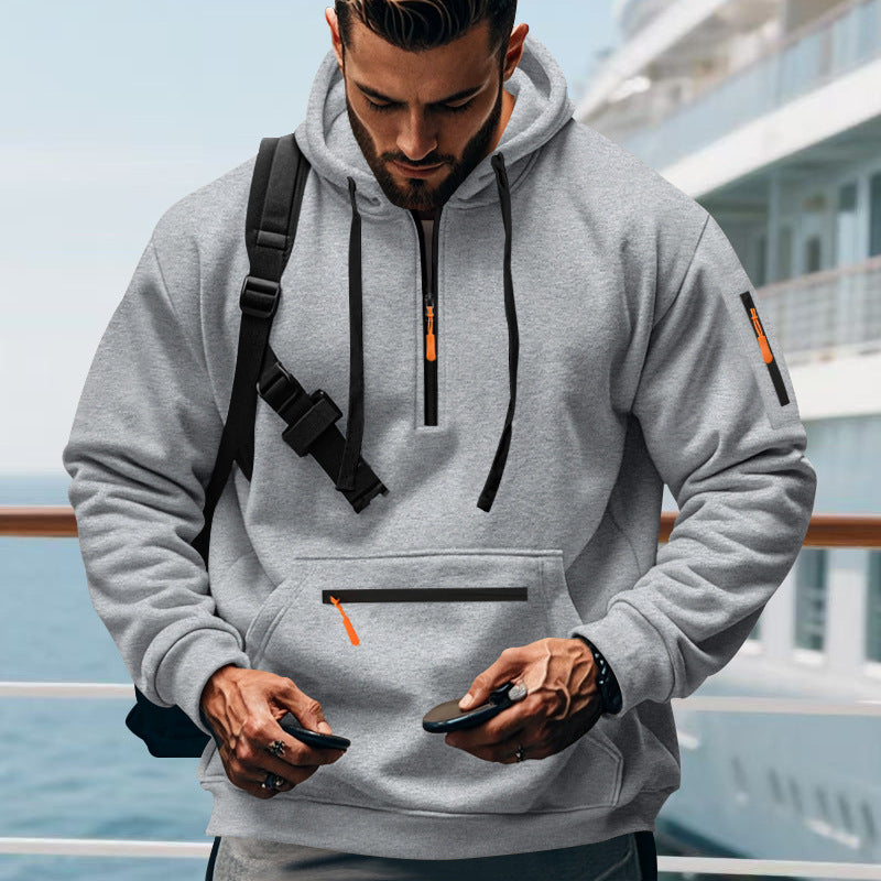 Herren sportlicher Hoodie mit praktischen Reißverschlusstaschen ModeGeist