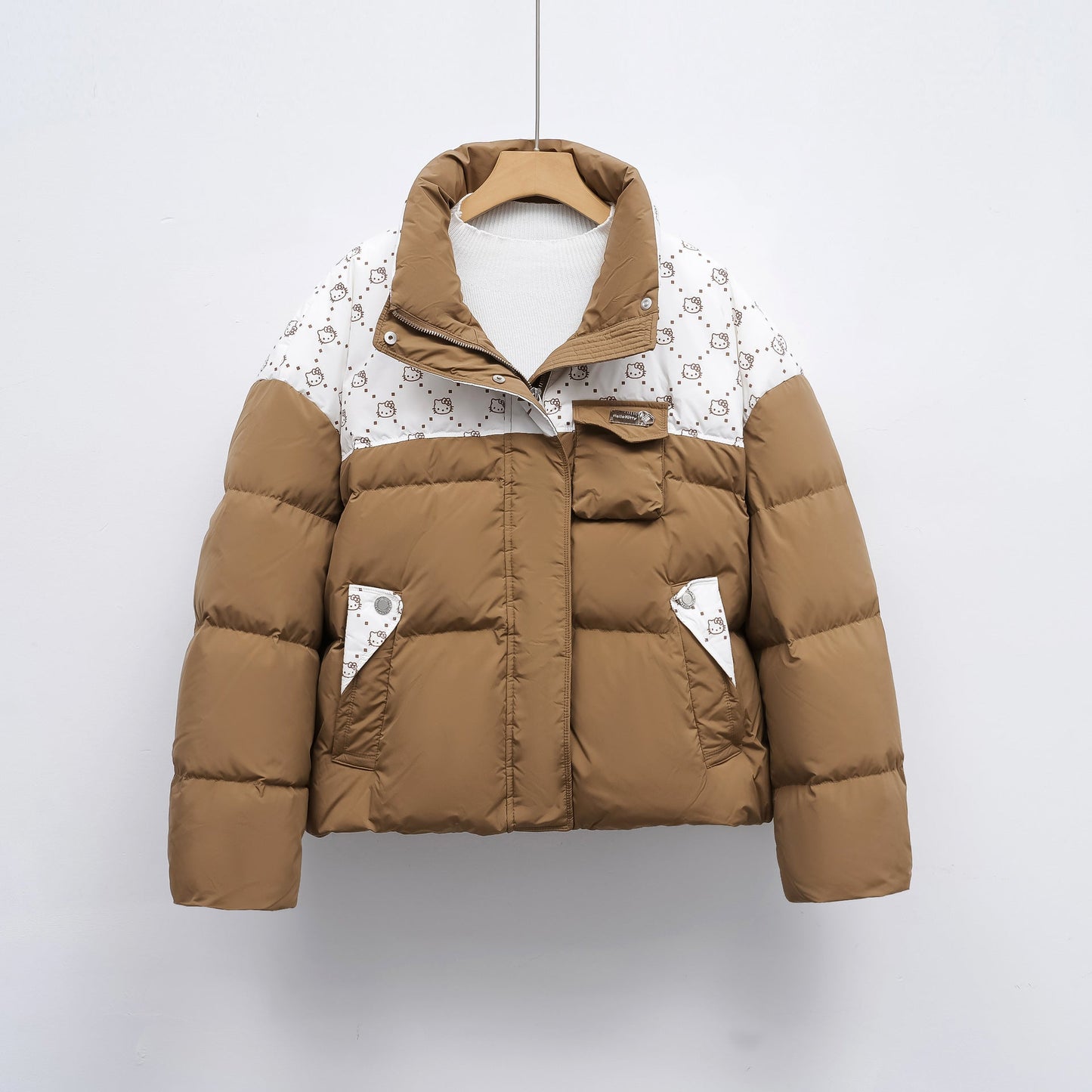 Damen Steppjacke mit hochschließendem Kragen und modischem Muster ModeGeist