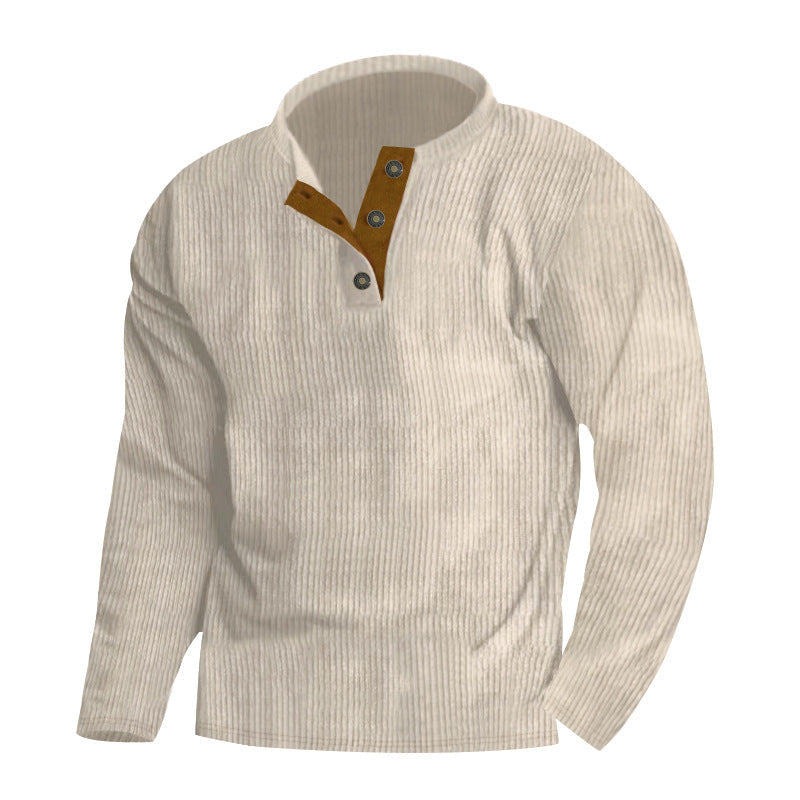 Herren Pullover mit strukturierter Oberfläche und Knopfleisten-Detail ModeGeist