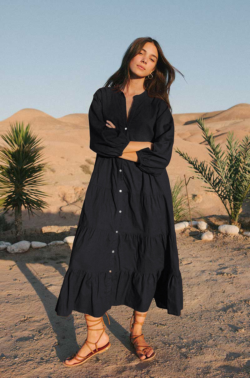 Sommerkleid für Damen, lässig mit Knopfleiste und weiten Ärmeln von MODEGEIST