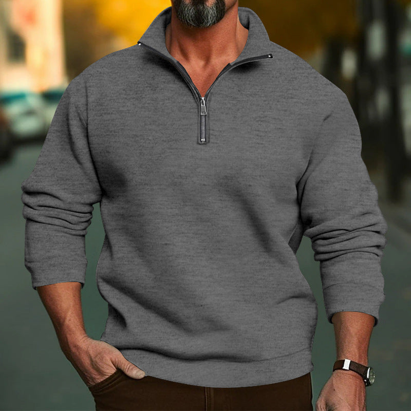 Herren Sweatshirt mit halblangem Reißverschluss und weichem Innenfutter ModeGeist