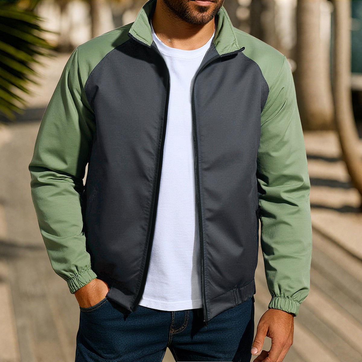 Herren sportliche Übergangsjacke mit reißfestem Material und elastischen Bündchen ModeGeist