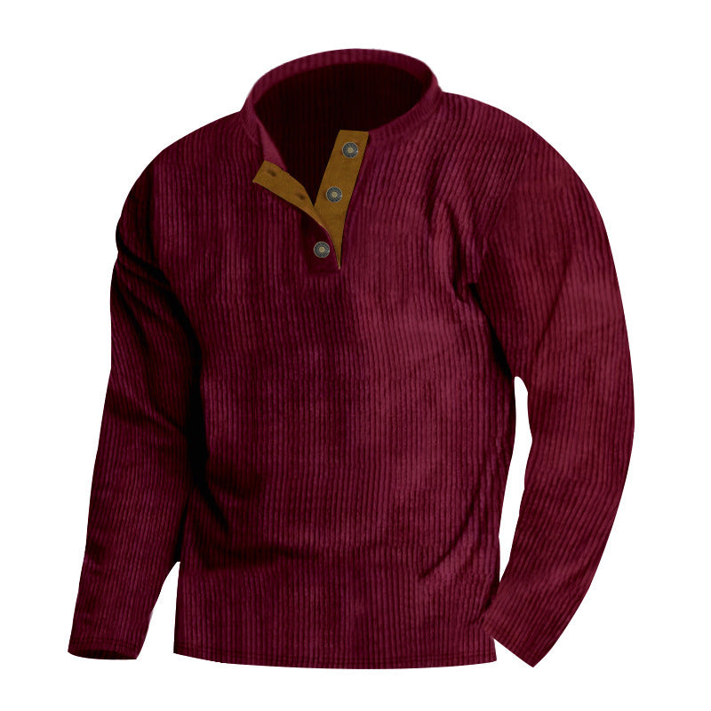 Herren Pullover mit strukturierter Oberfläche und Knopfleisten-Detail ModeGeist