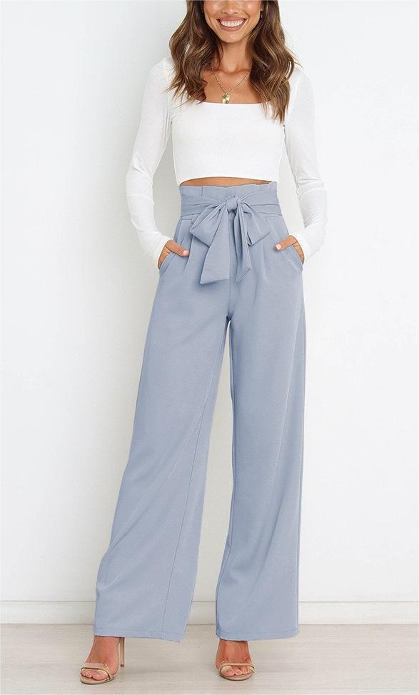 Damen Weitgeschnittene Hose mit dekorativem Bindegürtel ModeGeist