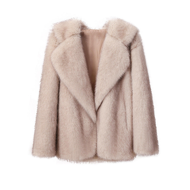 Damen Elegante Kunstpelz-Jacke mit weichem Kragen und modischem Schnitt ModeGeist