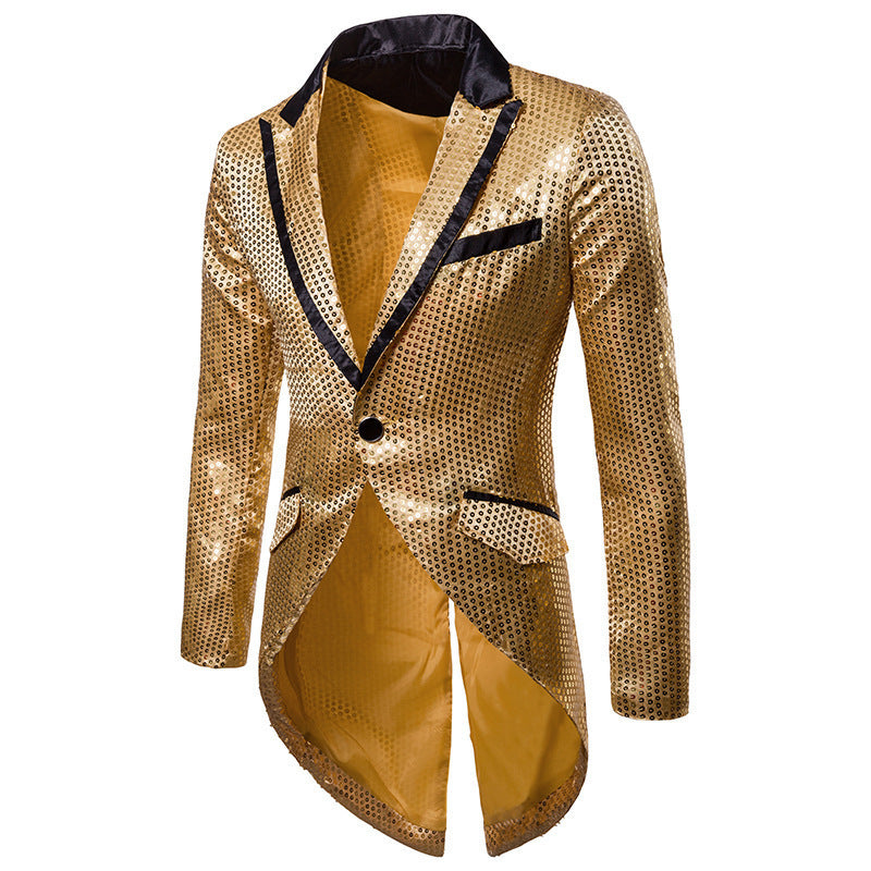 Herren eleganter Pailletten-Blazer mit asymmetrischem Schnitt und luxuriösem Design ModeGeist