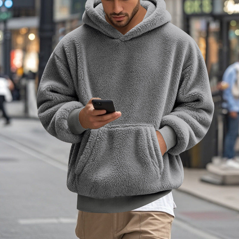 Herren übergroßer Fleece-Hoodie mit Kängurutasche und gemütlichem Schnitt ModeGeist