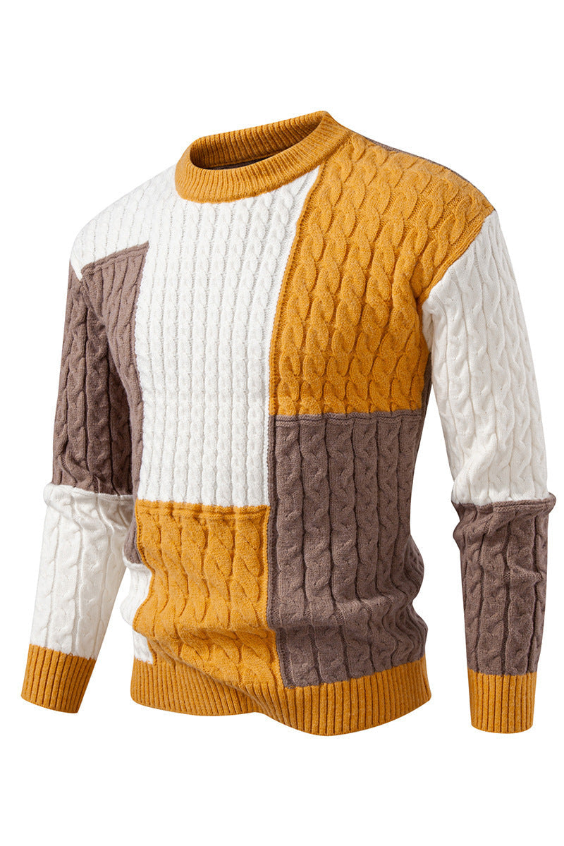 Herren modischer Strickpullover mit kreativer Farbblock-Optik ModeGeist