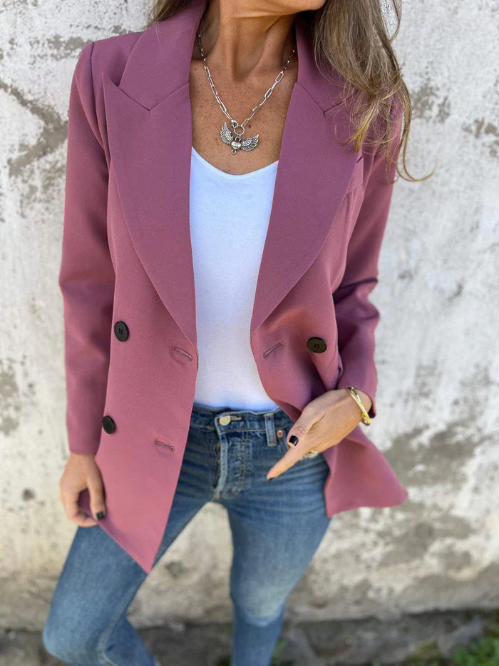 Damen Eleganter Double-Breasted Blazer mit zeitlosem Schnitt und leichten Schulterpolstern ModeGeist
