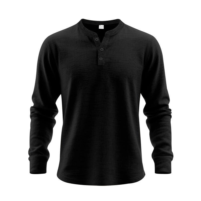 Herren Langarm-Henley-Shirt aus weichem Baumwollmix ModeGeist