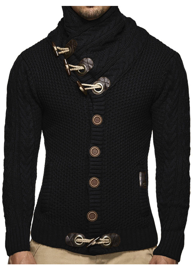 Herren Strickjacke mit asymmetrischem Kragen und einzigartigem Knopfdesign ModeGeist