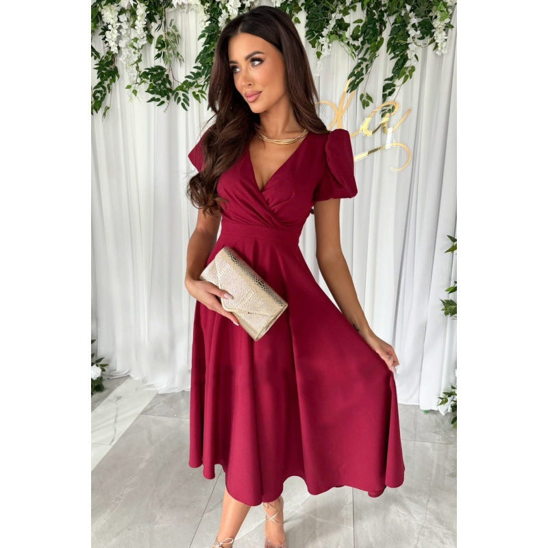 Damen Elegantes A-Linien Midi Kleid mit weichen Falten ModeGeist