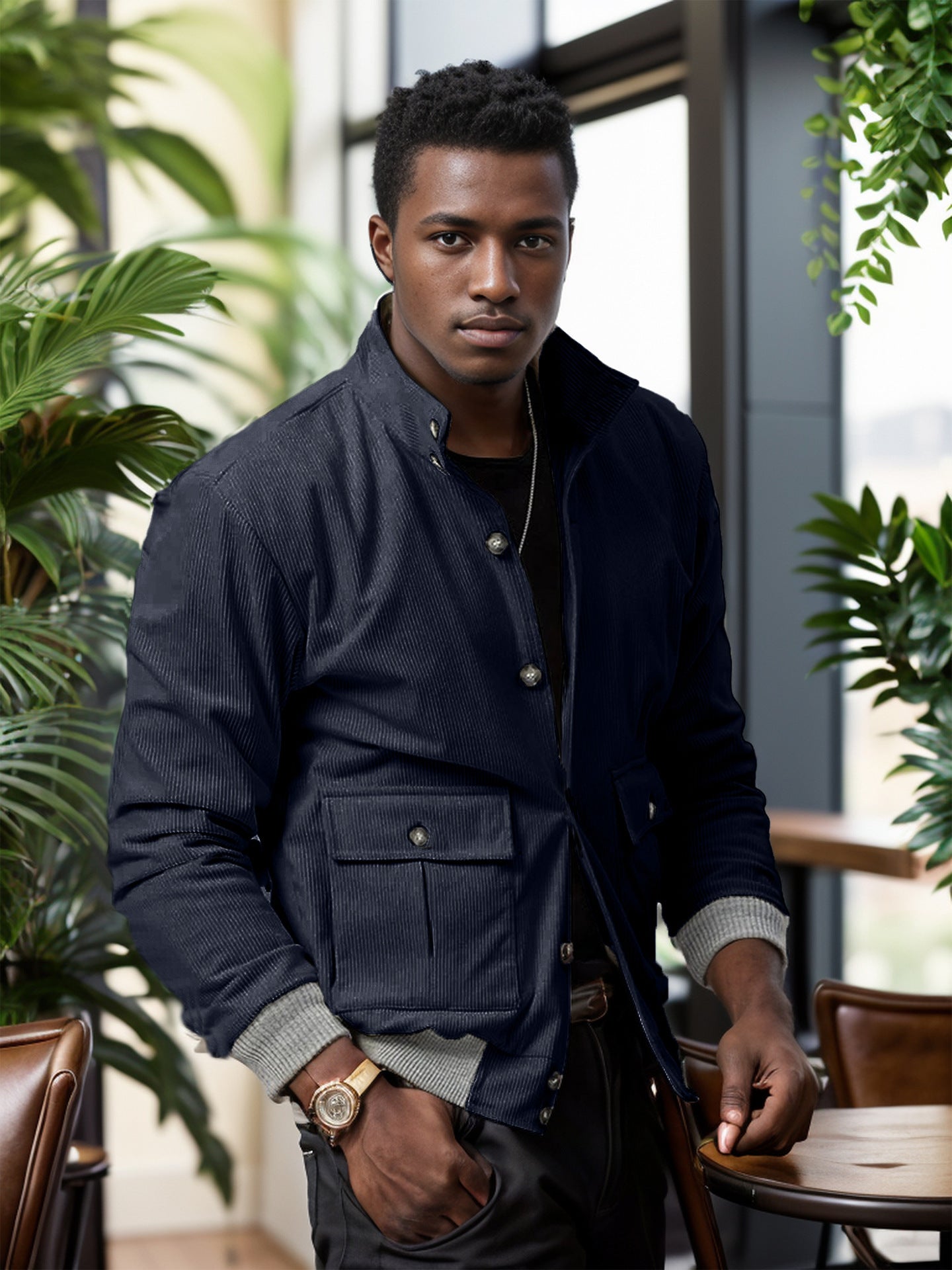 Herren moderne Cordjacke mit praktischen Taschen ModeGeist