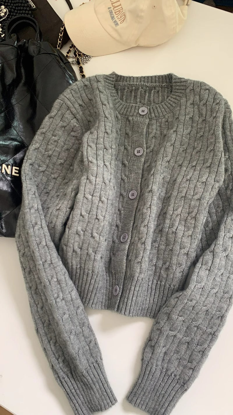 Damen gestrickte Bolerojacke mit Zopfstruktur ModeGeist