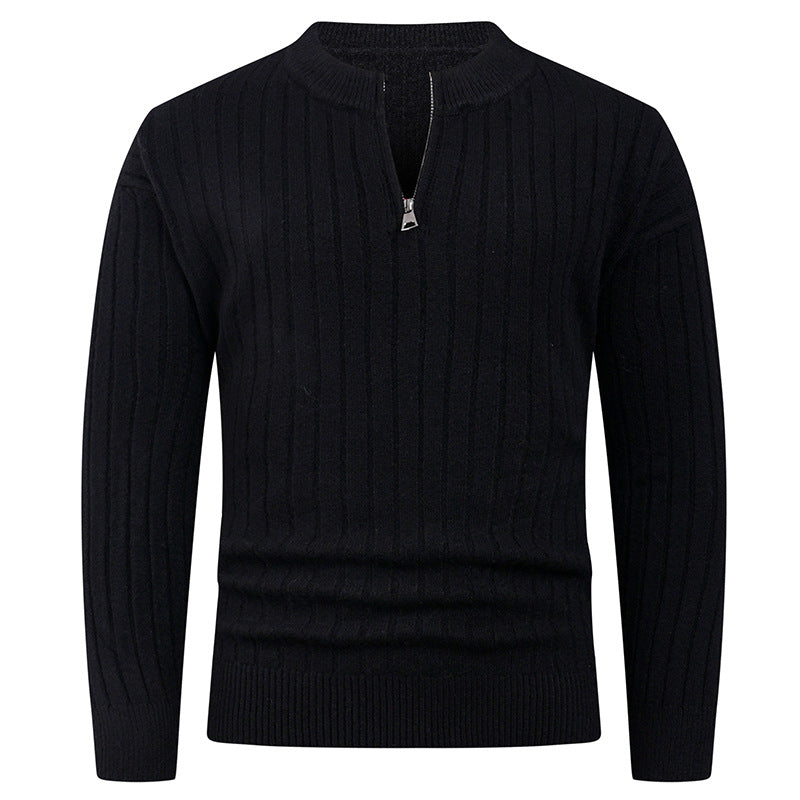 Herren Strickpullover mit hohem Kragen und modernem Reißverschluss ModeGeist