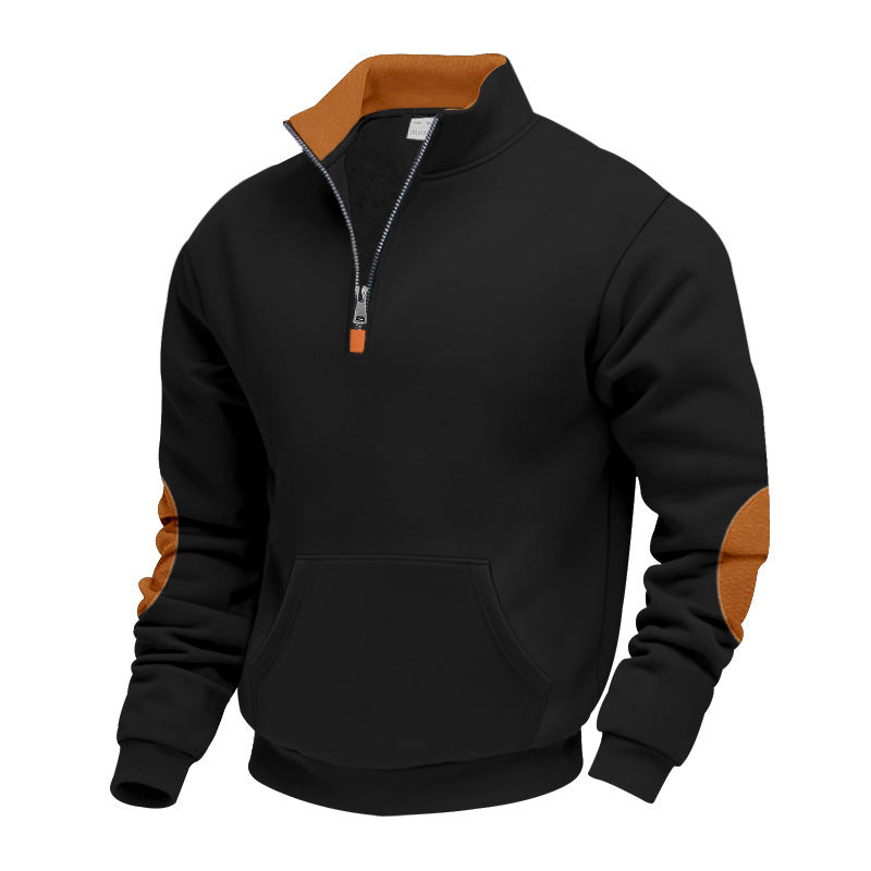 Herren Hochwertiger Stehkragenpullover aus atmungsaktivem Material mit Reißverschluss und Kontrastakzenten ModeGeist