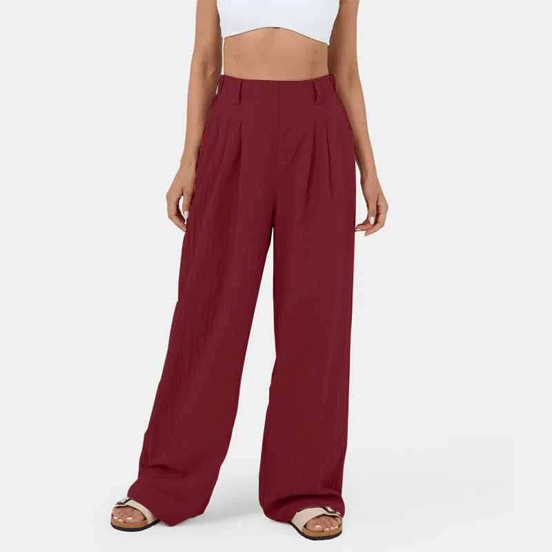 Damen Weite Chinohose mit elegantem Faltenwurf und seitlichen Taschen ModeGeist