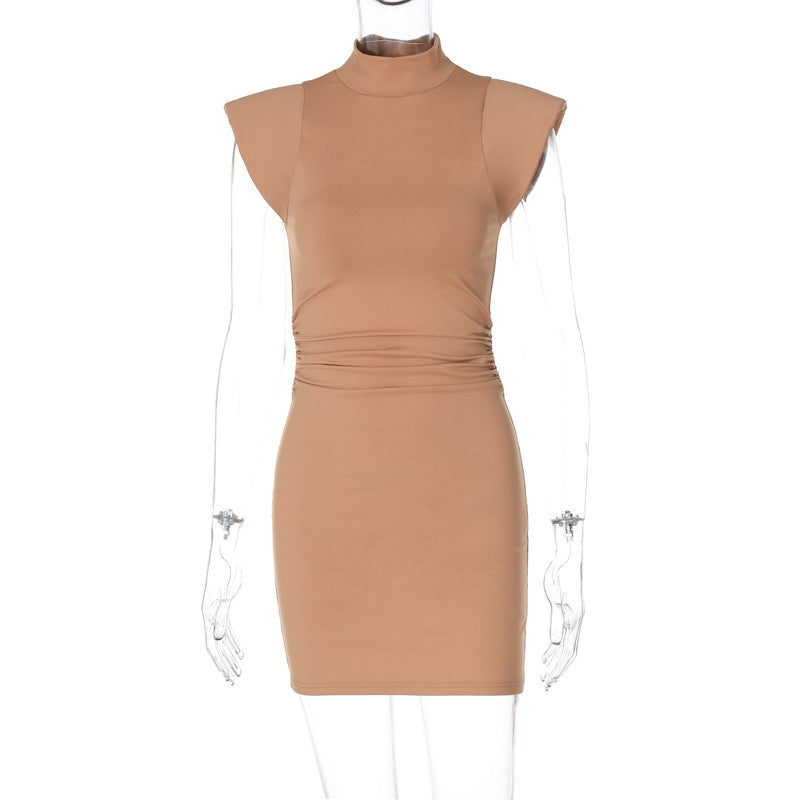 Figurbetontes Minikleid für Damen mit Stehkragen und Raffungen von MODEGEIST