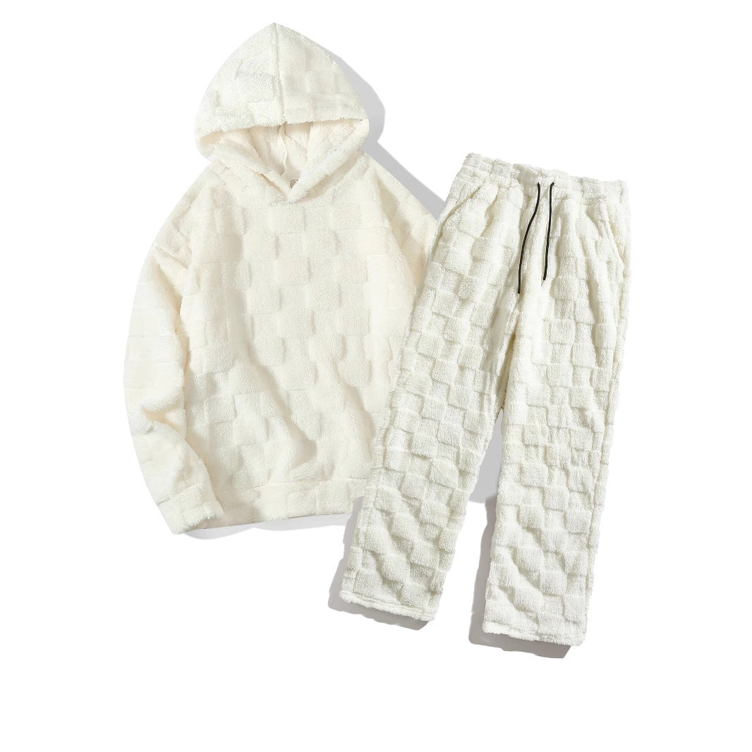 Damen Gemütliches Fleece-Set mit Kapuze und elastischem Bund ModeGeist