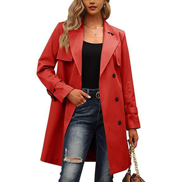 Damen Eleganter Trenchcoat mit doppelter Knopfleiste und schickem Kragen ModeGeist