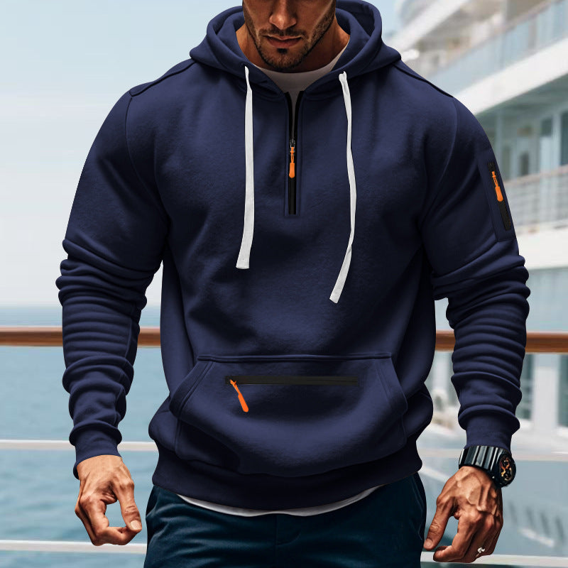 Herren sportlicher Kapuzenpullover mit praktischem Zwei-Wege-Reißverschluss und seitlichen Taschen ModeGeist