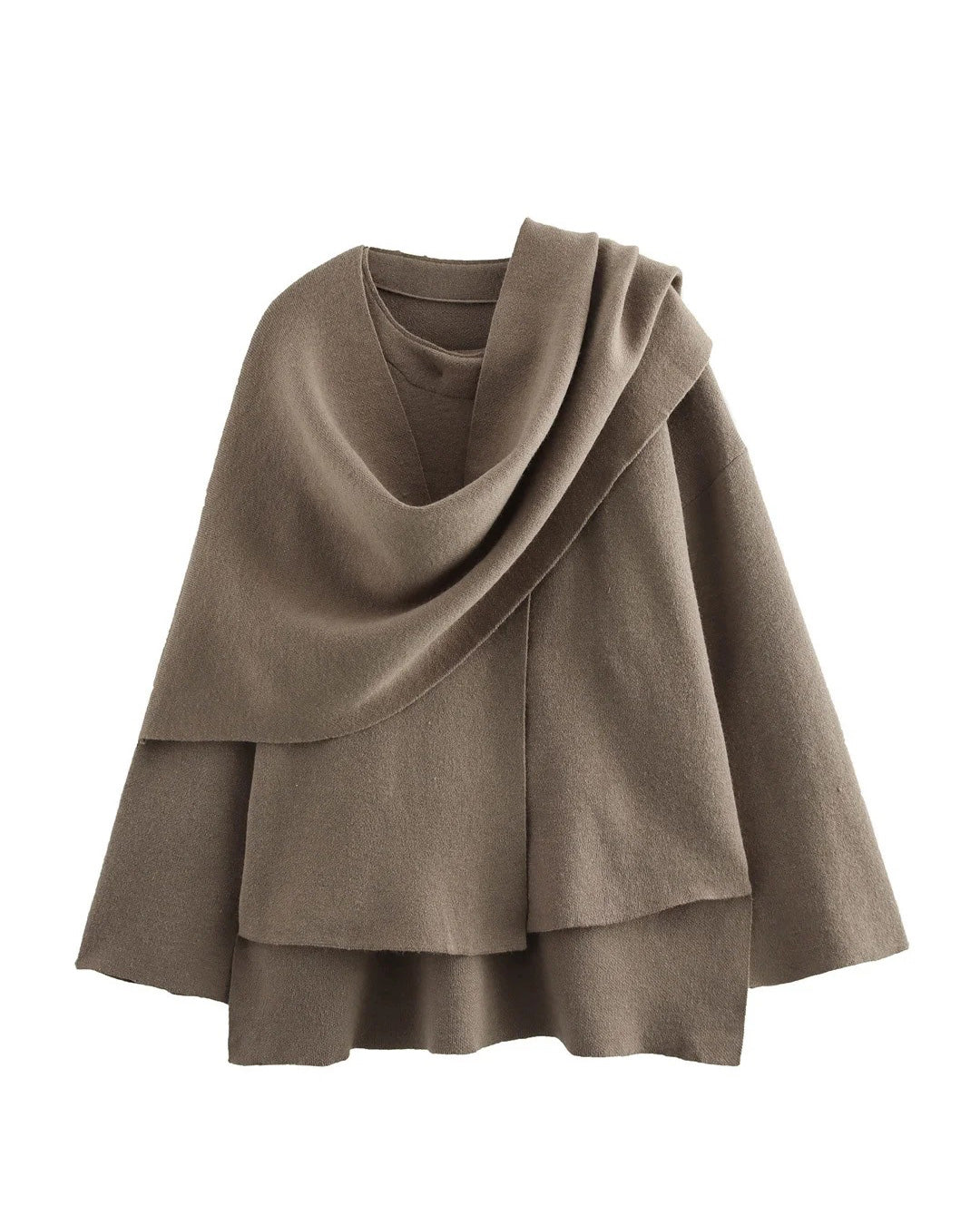 ModeGeist | Boulevard Asymmetrischer Schal Verkürzte Gestrickte Jacke