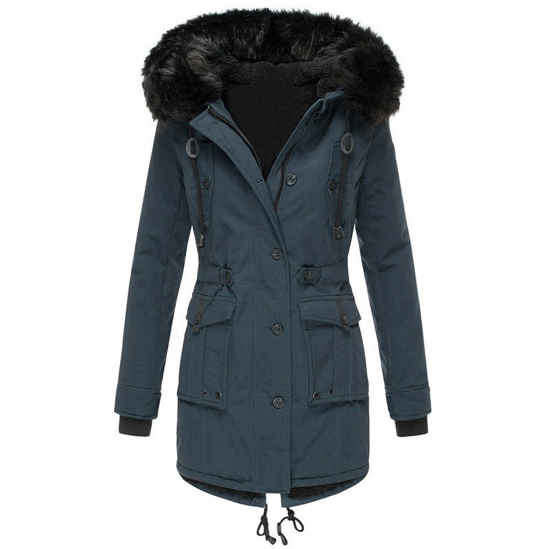 ModeGeist | Lange Winterjacke mit Knopfverschluss für Damen Ideal für Die Kalte Saison