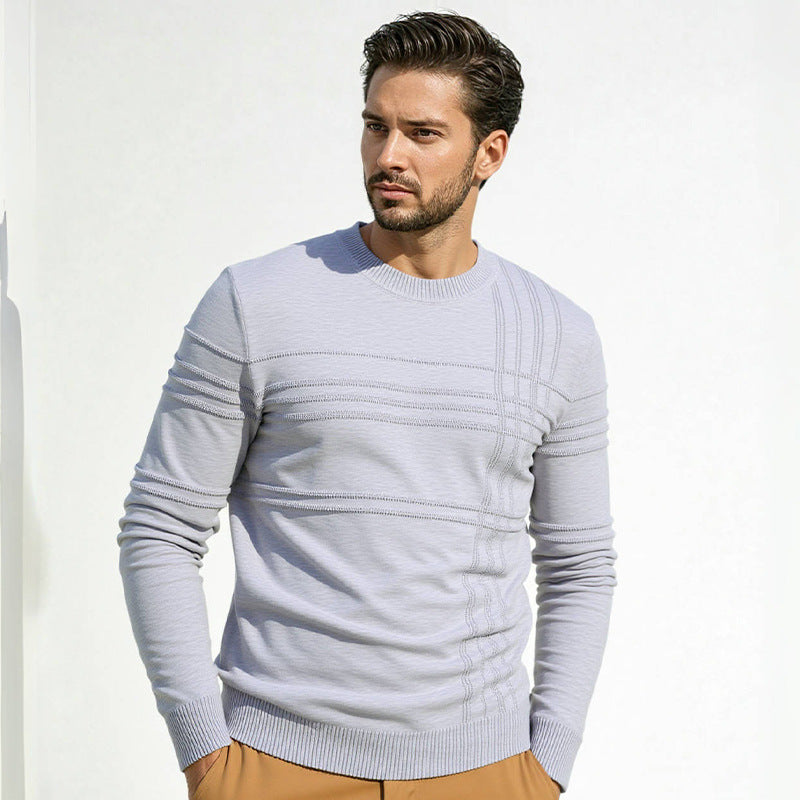 Herren Pullover mit modernem Strukturdesign und hohem Kragen ModeGeist