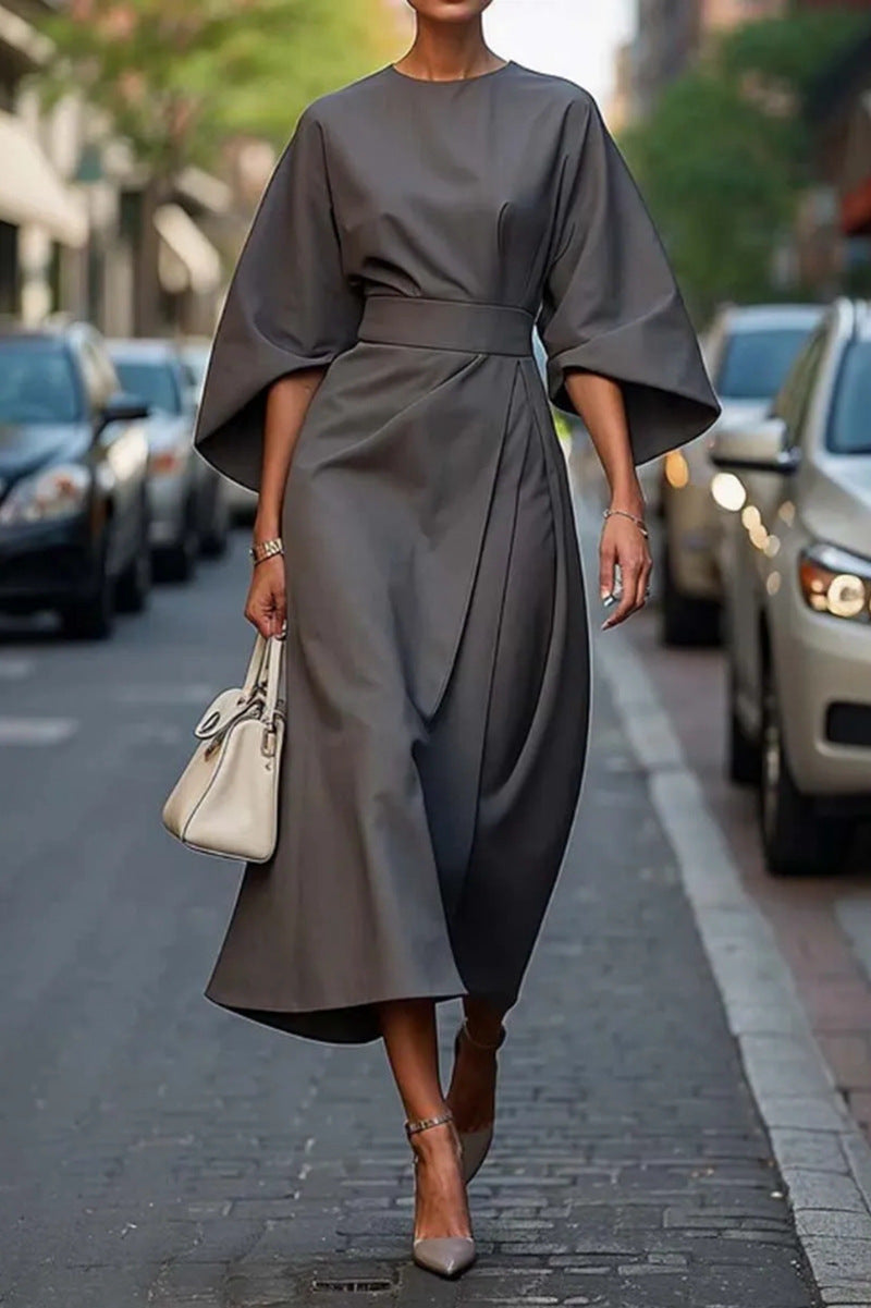 Damen elegantes Maxikleid mit Ballonärmel und tailliertem Schnitt ModeGeist