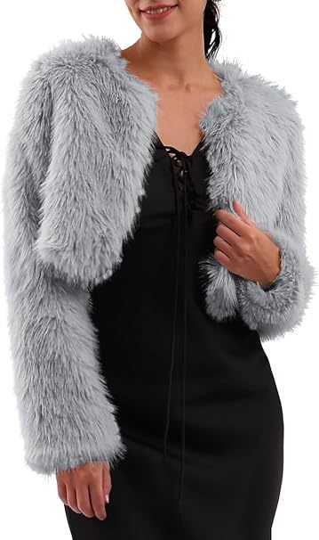 Damen Flauschige Kurzjacke mit offenem Schnitt ModeGeist