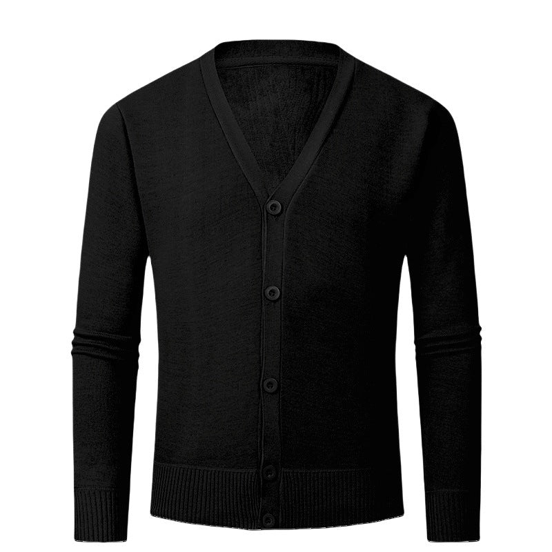 Herren Strickjacke mit V-Ausschnitt und knopflosem Design ModeGeist