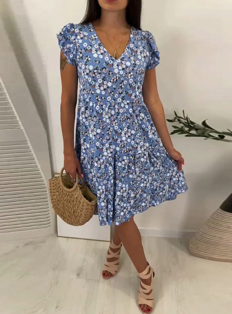 Fliessendes Damen-Freizeitkleid mit Blumenmuster von MODEGEIST