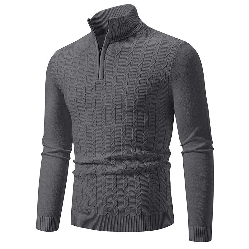 Herren modischer Strickpullover mit Stehkragen und Reißverschluss ModeGeist