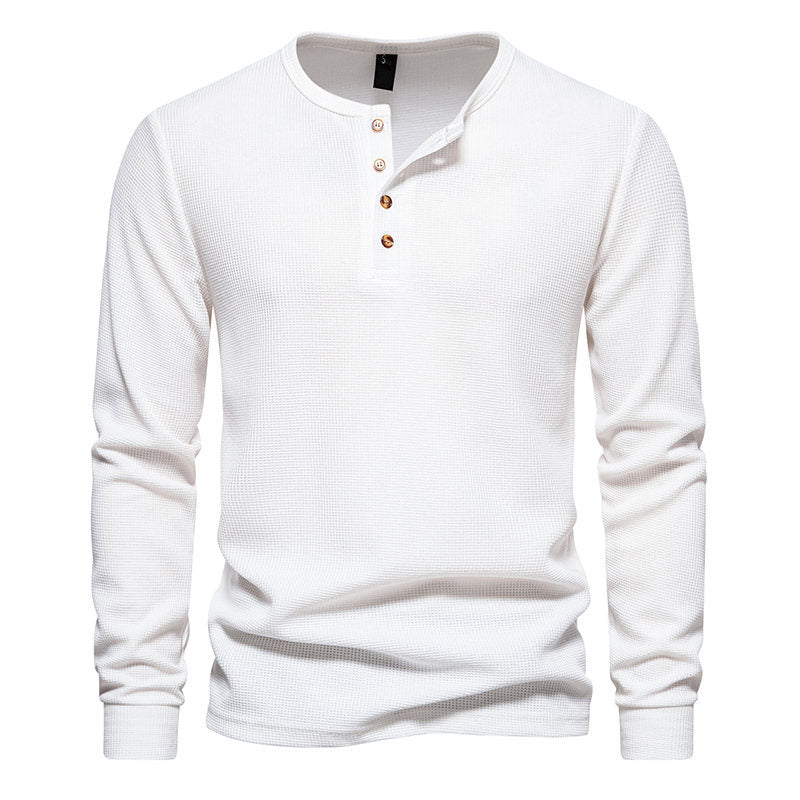 Herren Langarmshirt mit Knopfleiste und strukturiertem Design ModeGeist