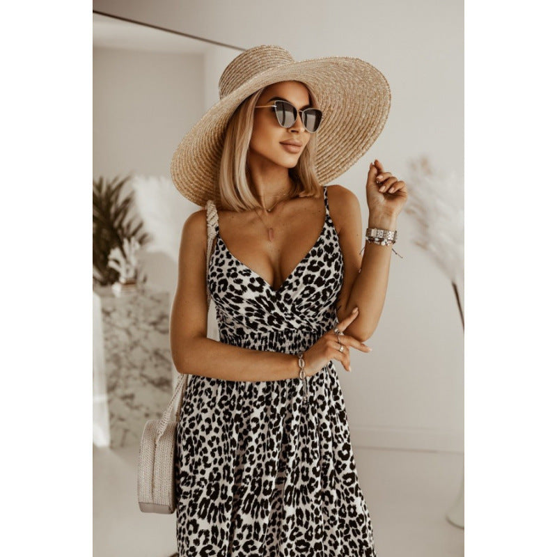 Damen Sleek Leopardenmuster Maxi Kleid ModeGeist