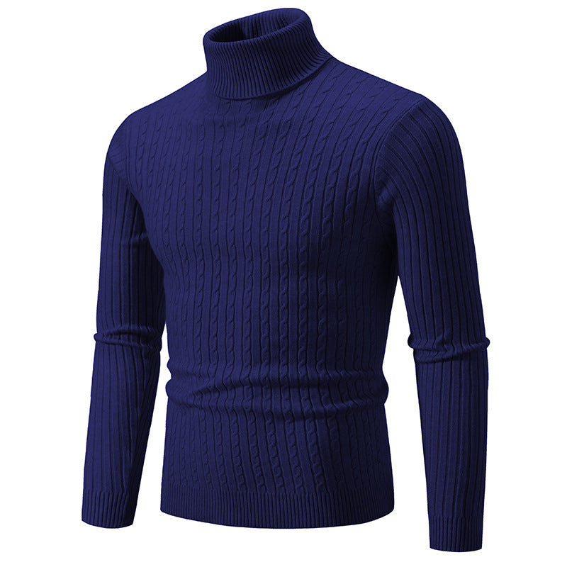 Herren Pullover mit hohem Kragen und strukturiertem Zopfmuster ModeGeist