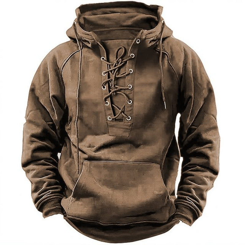 Herren Kapuzenpullover mit modernem Schnürdesign und weichem Innenfutter ModeGeist