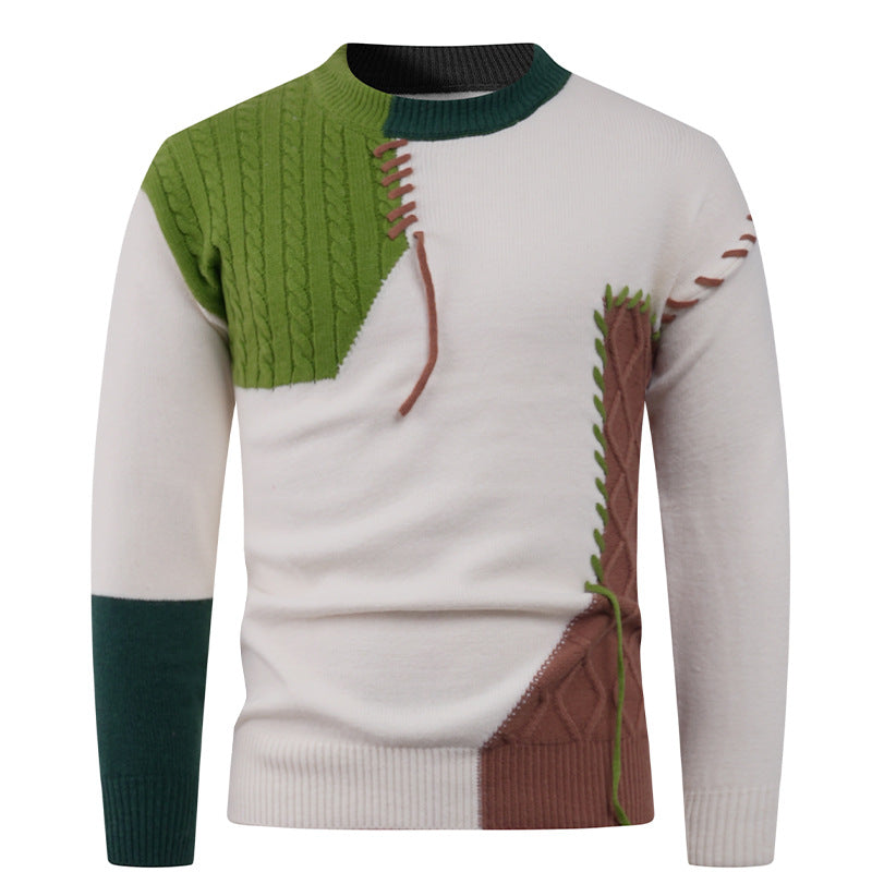 Herren modischer Strickpullover mit asymmetrischem Zopfmuster ModeGeist