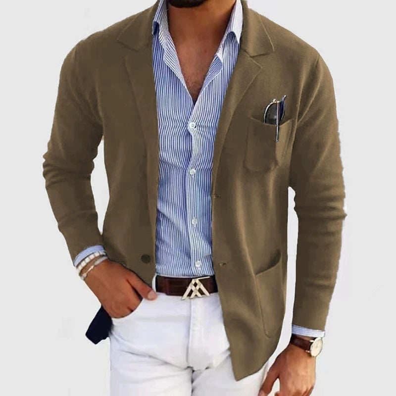 Herren eleganter feiner Strickblazer mit praktischen Taschen ModeGeist