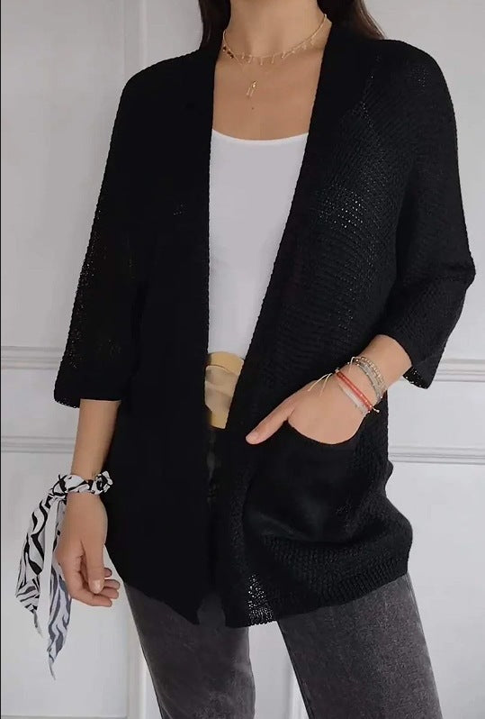 Damen lässige Strickjacke mit offener Vorderseite und praktischen Taschen ModeGeist