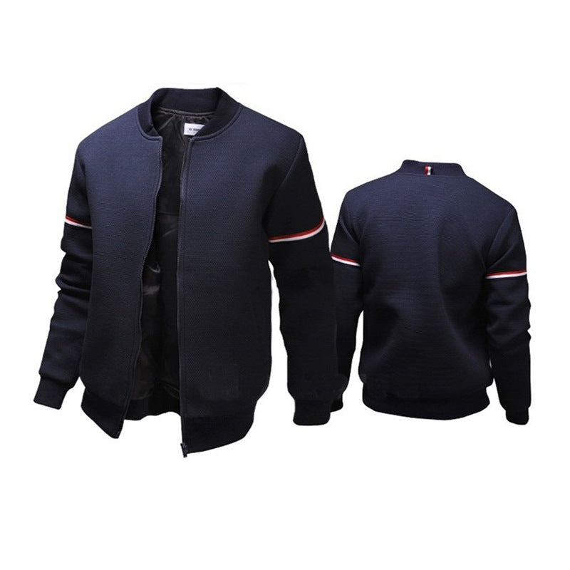 Herren sportliche Zip-Jacke mit strukturierter Oberfläche und Kontraststreifen ModeGeist