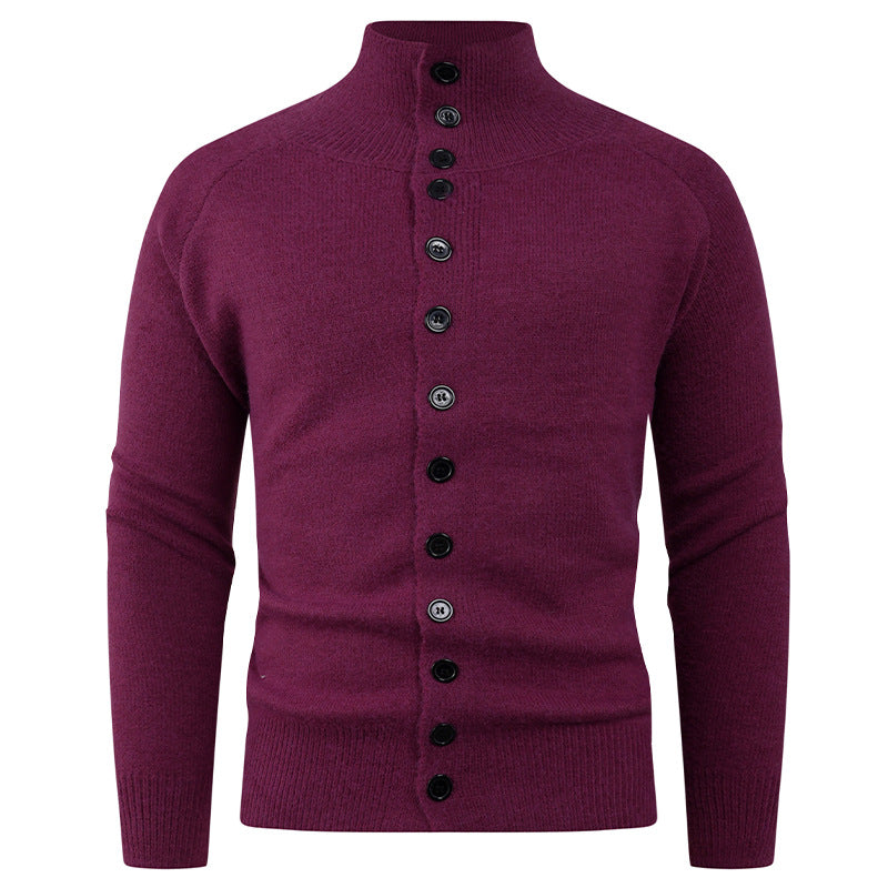 Herren Strickjacke mit modernem Stehkragen und Knopfverschluss ModeGeist