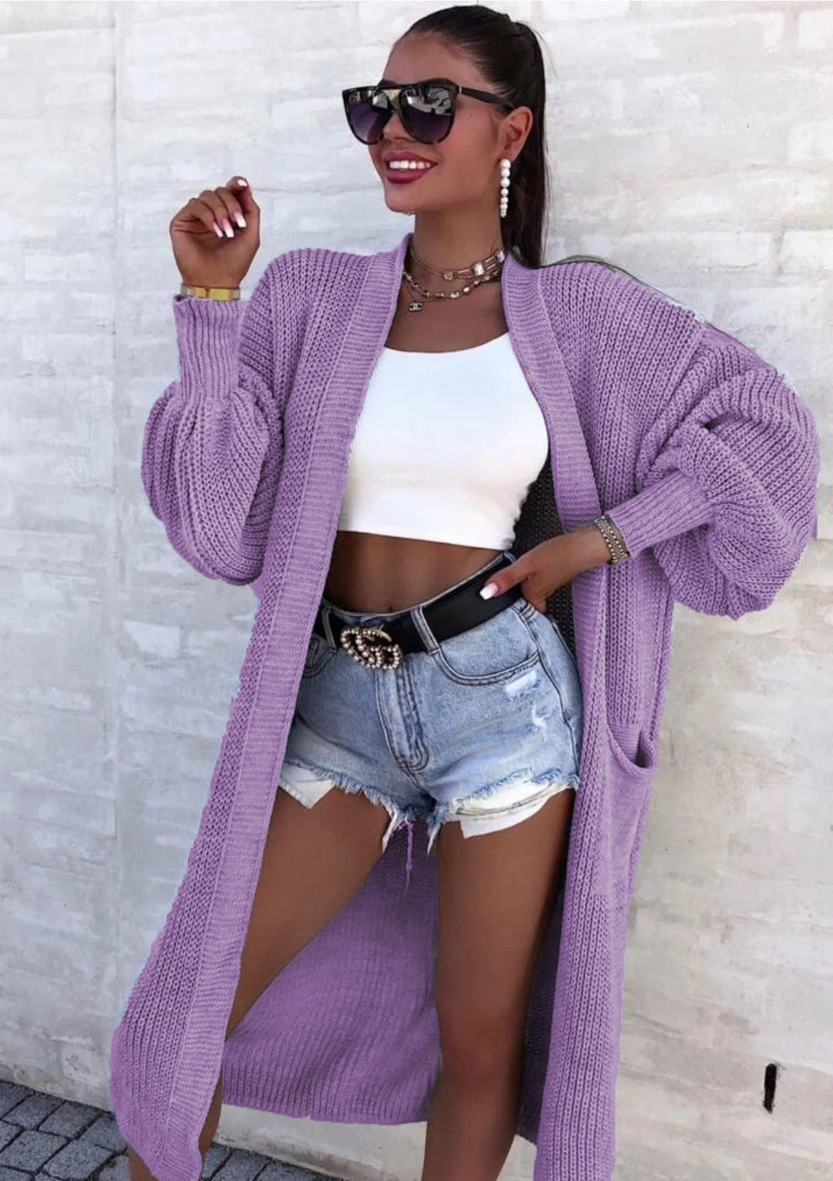 Damen Strickmantel mit weitem Schnitt und tiefen Taschen ModeGeist