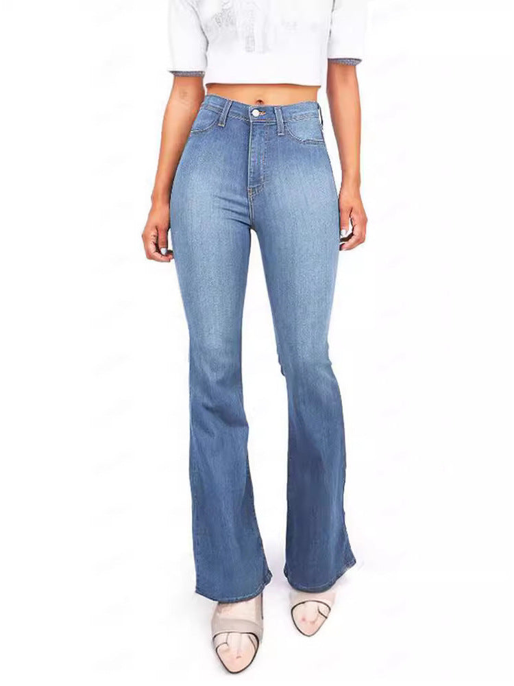Damen Hoch taillierte Bootcut Jeans im eleganten zeitlosen Stil ModeGeist