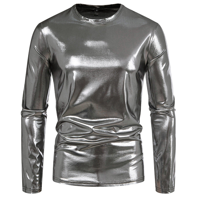 Herren Langarmshirt aus glattem, reflektierendem Material ModeGeist