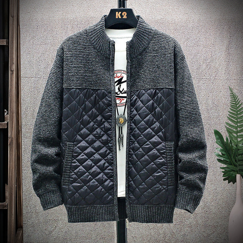 Herren Steppjacke mit Strickdetails und hohem Kragen ModeGeist