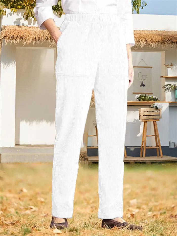Einfarbige gerippte Hose von Isley für Damen