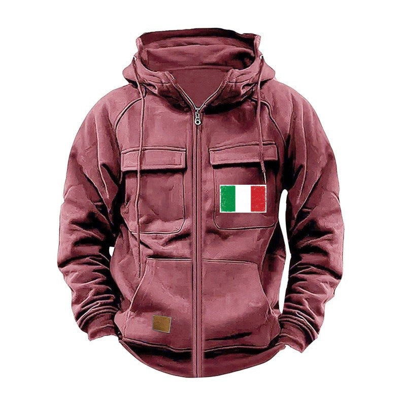 Herren modische Kapuzenjacke mit praktischen Taschen und verstellbarem Kragen ModeGeist